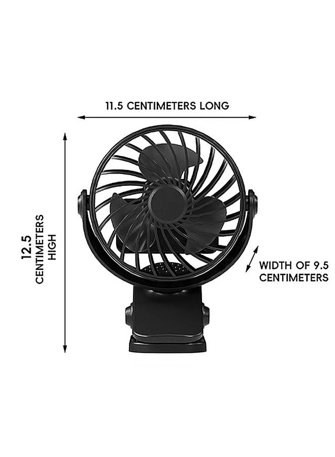 720° Rotatable Clip-On Desk Fan - Portable 3-Speed Rechargeable Mini Fan with LED Night Light - USB Powered Personal Cooling Fan for Office, Home, Travel, Camping & Strollers (Black/Pink/Blue) - Image 2